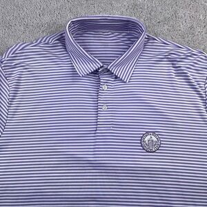 RLX Olympia Fields‎ CC Polo Shirt Mens XL Purple Stripes Performance Golf